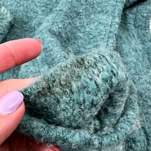 ASOS Green Wool-Blend Textured Zip Bomber Cardigan Jacket – Size 8 - Picture 9 of 10